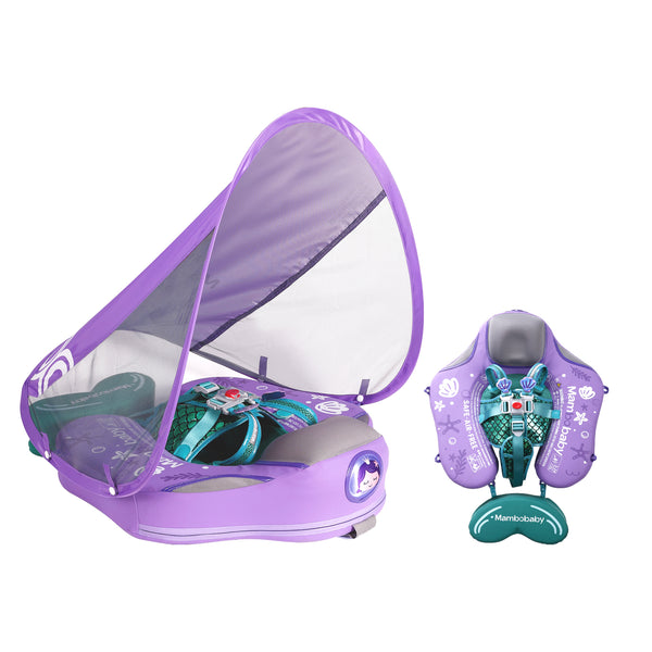 Mambobaby Pool Float With Canopy and Tail Purple Mermaid
