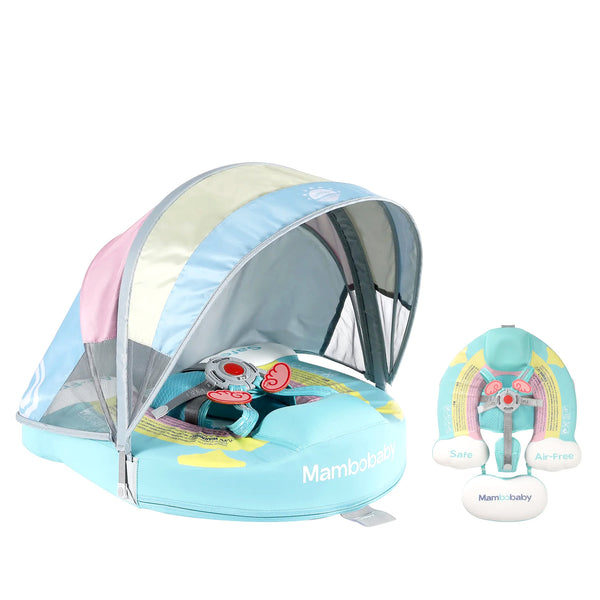 Mambobaby Pool Float Rainbow with Canopy and Tail