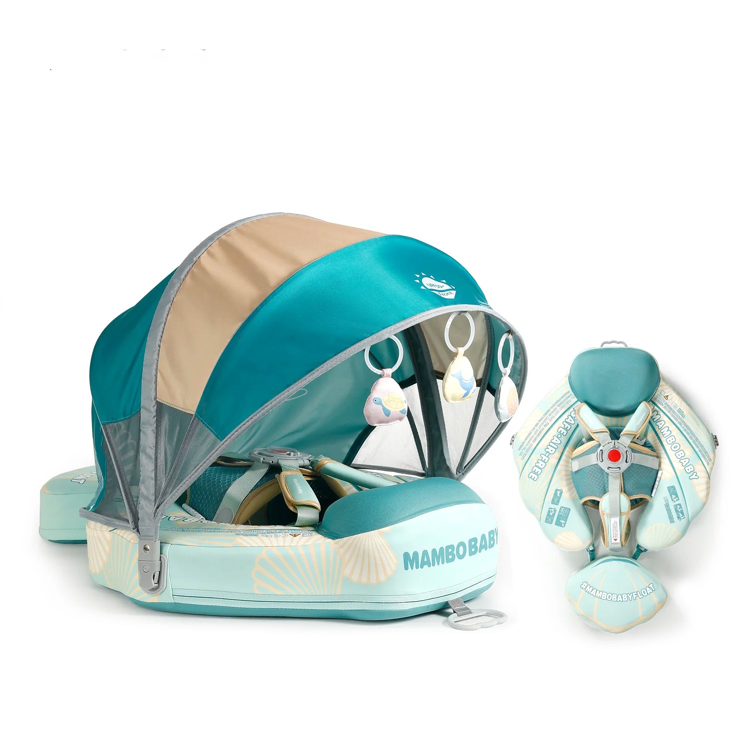 Mambobaby Pool Float with Canopy and Tail Seashell Mambobaby Float Shop