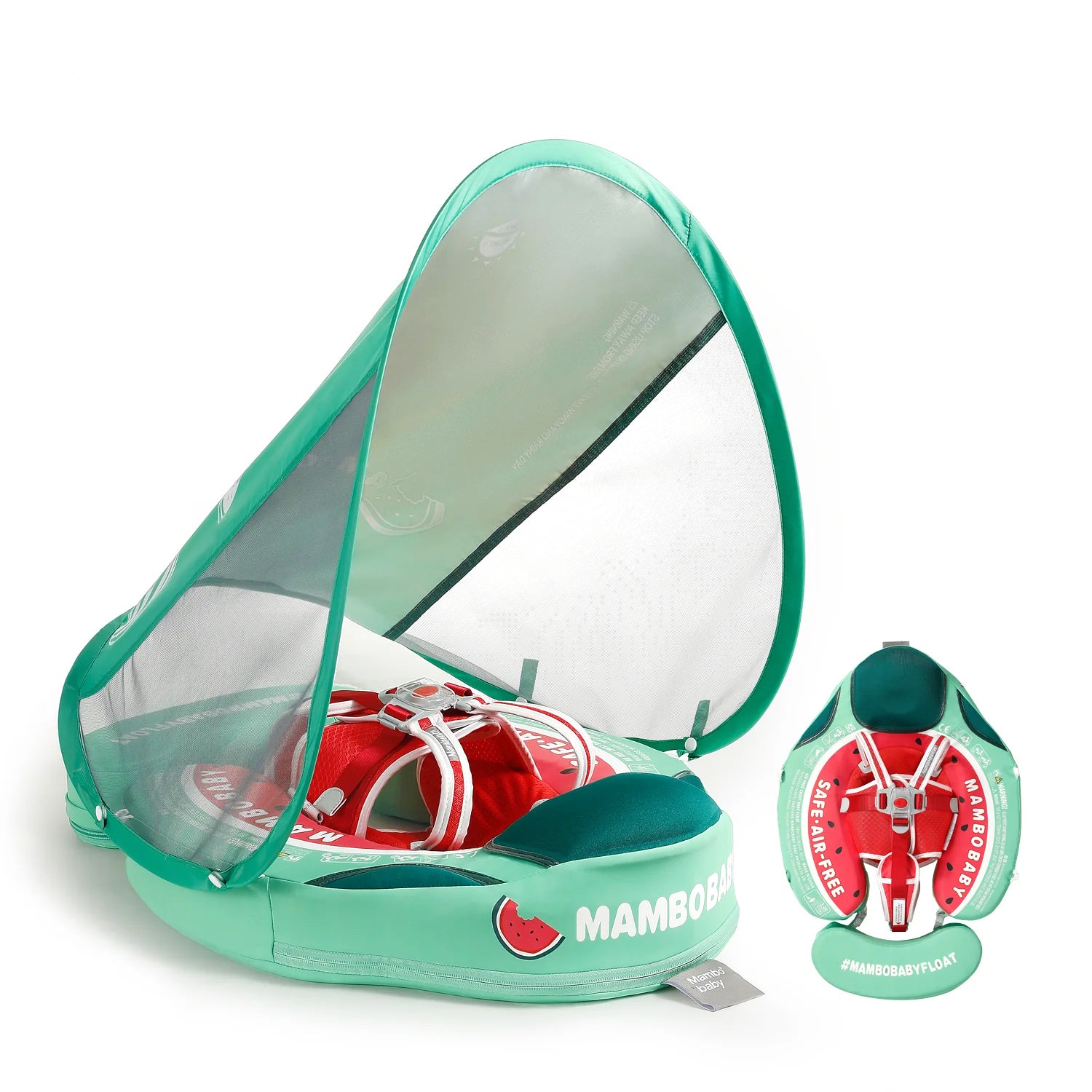 Mambobaby Pool Float with Canopy and Tail Watermelon Mambobaby Float Shop