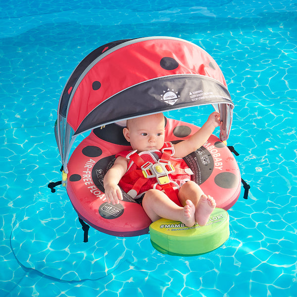 Mambobaby Air-Free Red Ladybug Chest Float with 3D Canopy