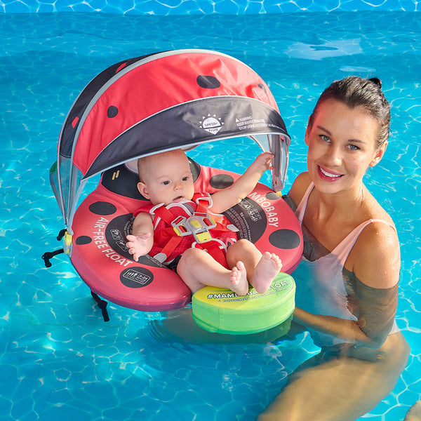Mambobaby Air-Free Red Ladybug Chest Float with 3D Canopy