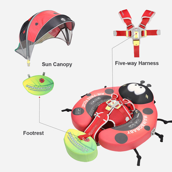 Mambobaby Air-Free Red Ladybug Chest Float with 3D Canopy
