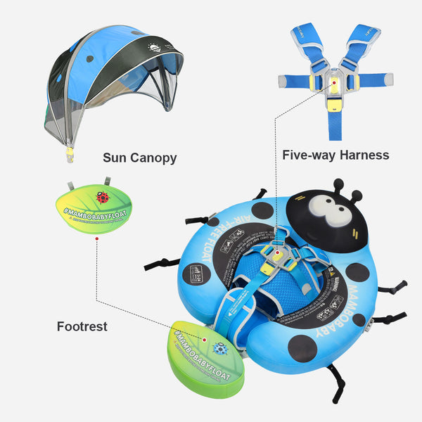 Mambobaby Air-Free Blue Ladybug Chest Float with 3D Canopy
