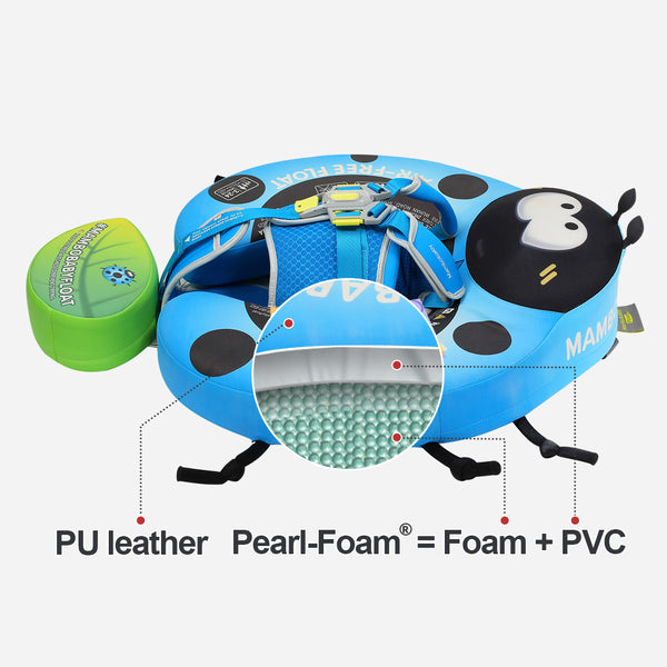Mambobaby Air-Free Blue Ladybug Chest Float with 3D Canopy