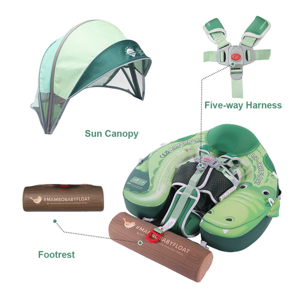 Mambobaby Air-Free Crocodile Chest Float with 3D Canopy