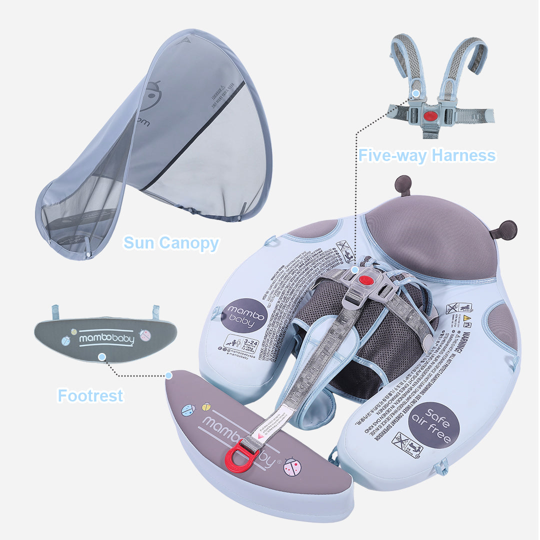 Mambobaby Air-Free Ladybug Chest Float with Flat Canopy
