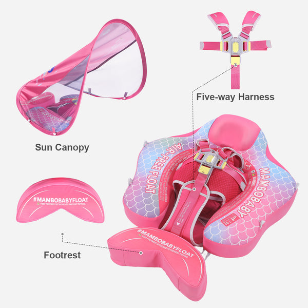 Mambobaby Air-Free Mermaid Chest Float with Flat Canopy