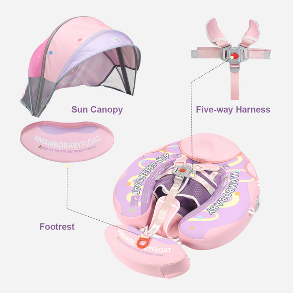 Mambobaby Air-Free Pink Donut  Chest Float with 3D Canopy