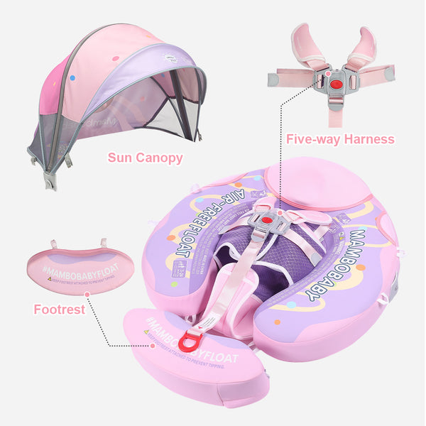 Mambobaby Air-Free Pink Donut  Chest Float with 3D Canopy