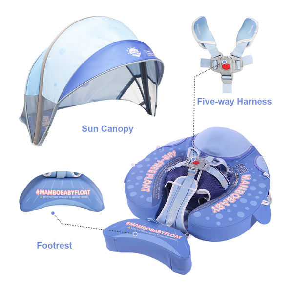 Mambobaby Air-Free Pool Float Whale Shark Chest Float with 3D Canopy