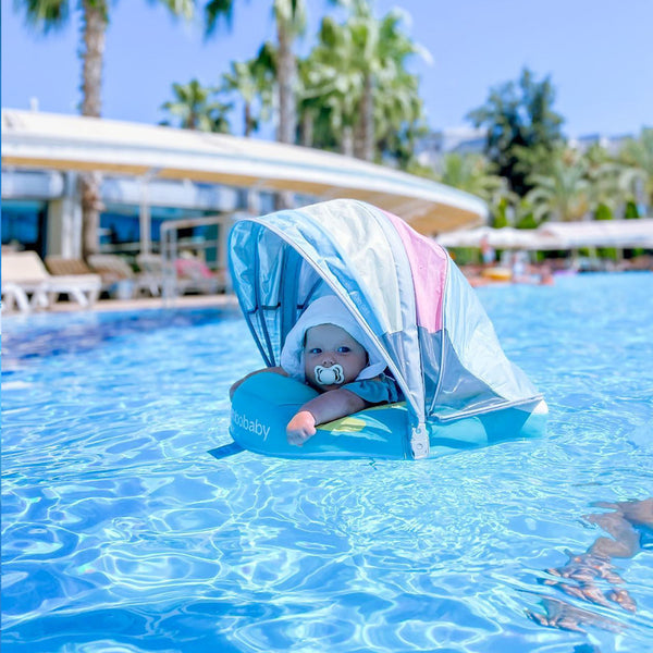 Mambobaby Pool Float Rainbow with Canopy and Tail