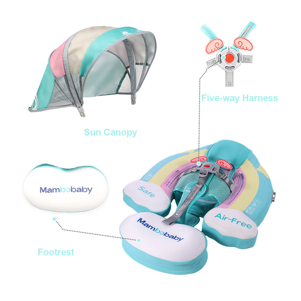 Mambobaby Pool Float Rainbow with Canopy and Tail