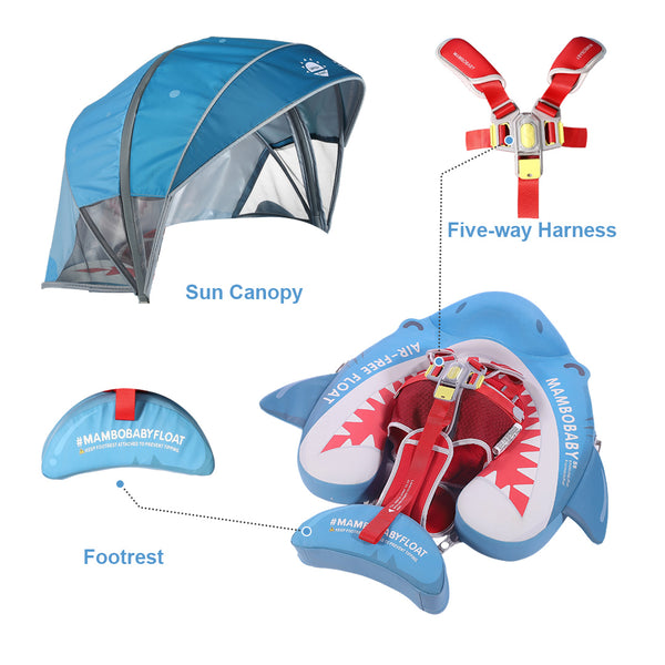Mambobaby Air-Free Shark Jaw Cuddle Chest Float with 3D Canopy