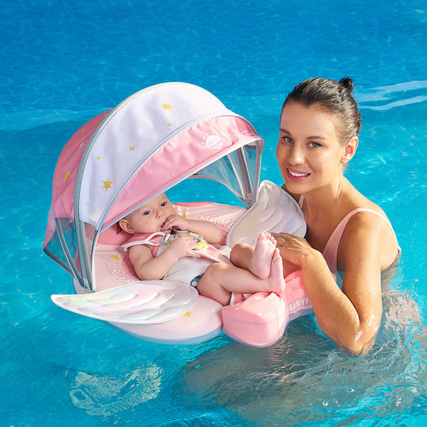 Mambobaby Air-Free Swan Chest Float with 3D Canopy