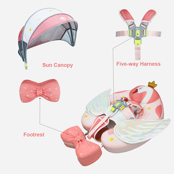 Mambobaby Air-Free Swan Chest Float with 3D Canopy