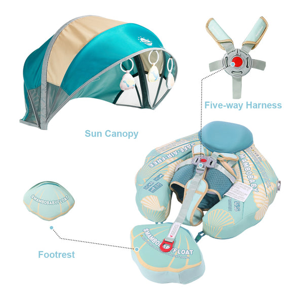 Mambobaby Air-Free Tail Seashell Chest Float with 3D Canopy