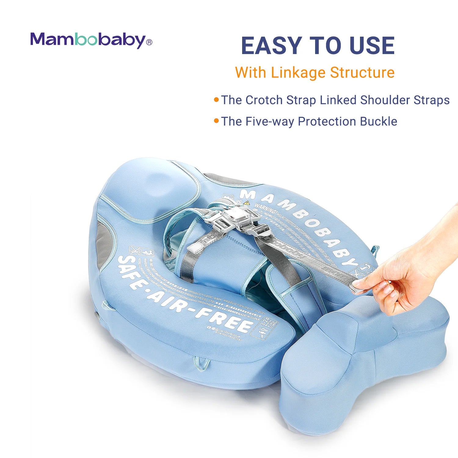 Mambobaby Pool Float with Canopy and Tail  Shark blue