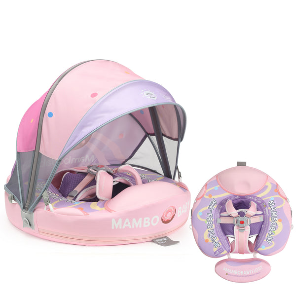 Mambobaby Pool Float Pink Donut with Canopy