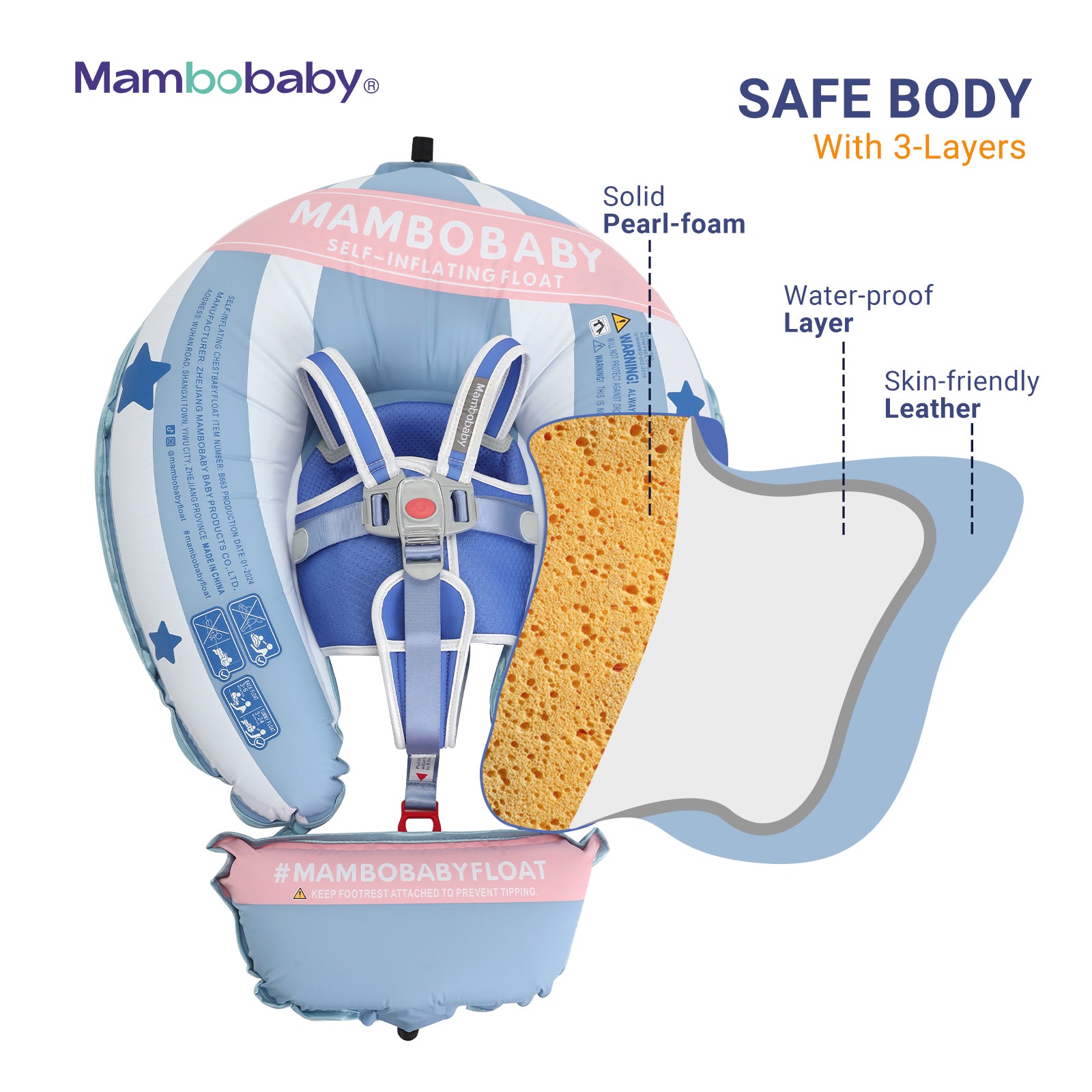 Mambobaby Self-Inflating Hot Air Balloon Chest Float with Flat Canopy