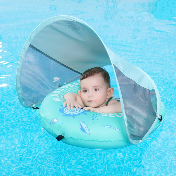 Mambobaby Self-Inflating Bule Chest Floating Bed With Flat Canopy