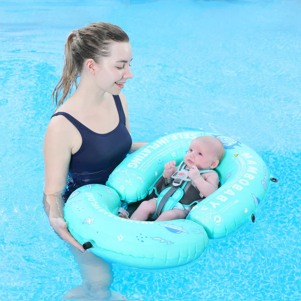 Mambobaby Self-Inflating Bule Chest Floating Bed With Flat Canopy