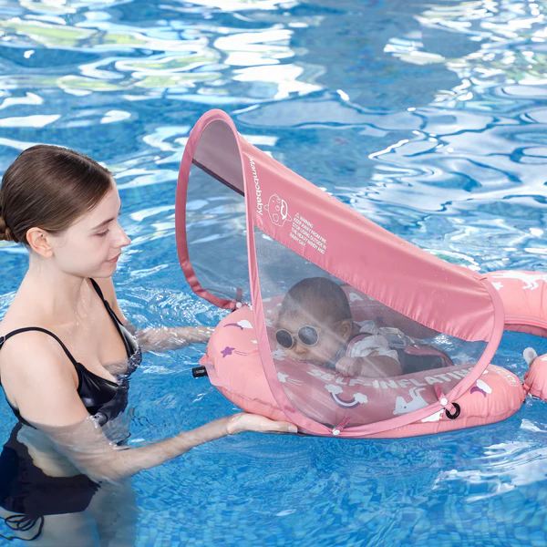 Mambobaby Self-Inflating Pink Chest Floating Bed With Flat Canopy