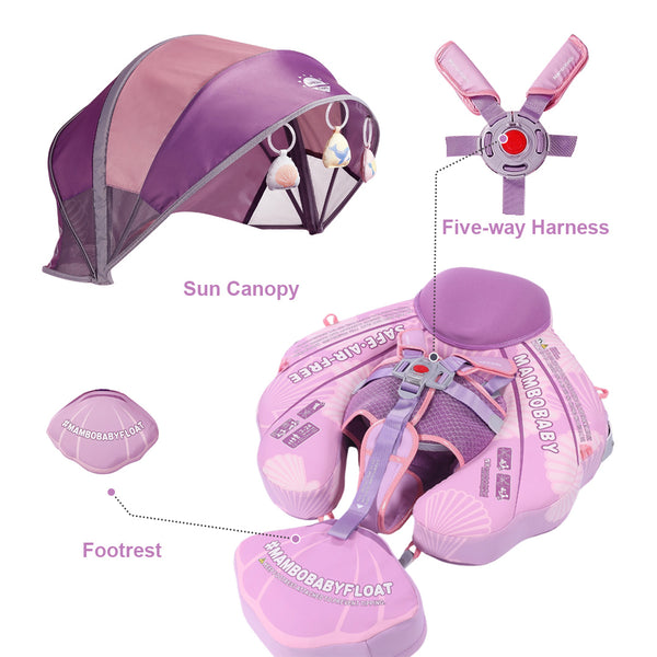Mambobaby Air-Free Tail Seashell Chest Float with 3D Canopy