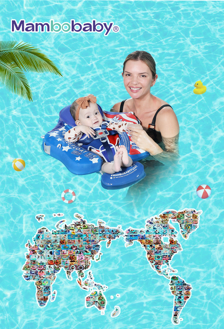 MAMBOBABYFLOAT Light Traveler Baby Pool Float With Canopy - Hot Air Balloon Design, Pink (3-24 Months)